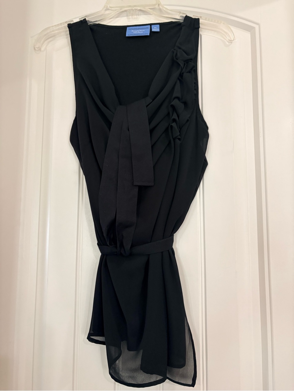 Simply Vera Vera Wang Black Sleeveless Tie-Neck Blouse